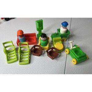 Vtg Fisher Price Little People Lot Chairs Figures Phone Booth Toilet